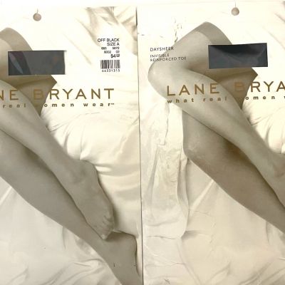 2 Lane Bryant Plus OFF-BLK/NAVY Size A Hosiery Invisible Reinforced Toe Daysheer